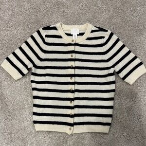 H&M Striped Black and Cream Cardigan XS